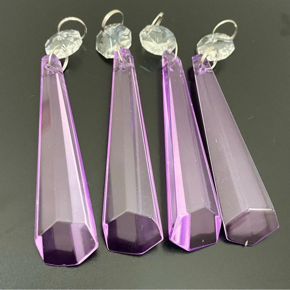 22pcs  Lilac Lavender Purple 3.5” Icicle Drop Chandelier Prism Lamp Replacement - Picture 2 of 12